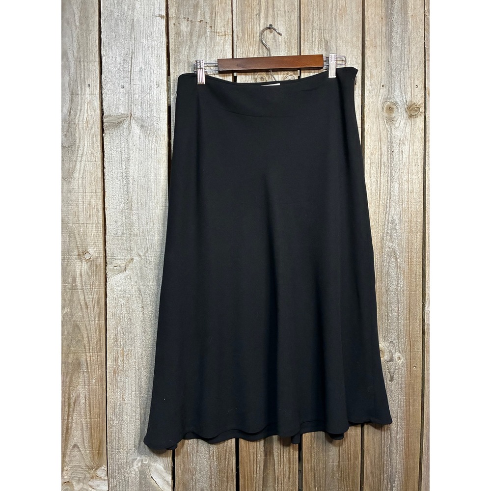 Ann Taylor LOFT Black Wool Blend A-Line Midi Skirt 10 8120B